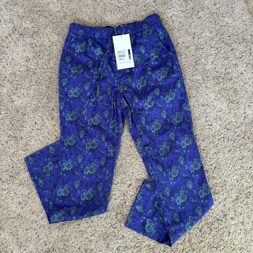 Women's Blue Floral Drawstring Pants